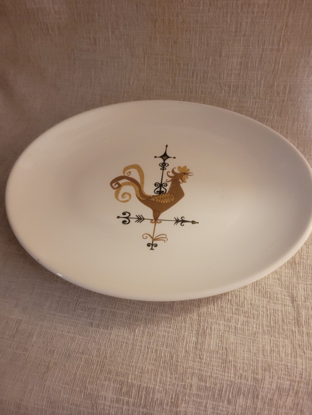 Vintage Edwin Knowles "Weather Vane" Rooster Oval Serving Platter MCM